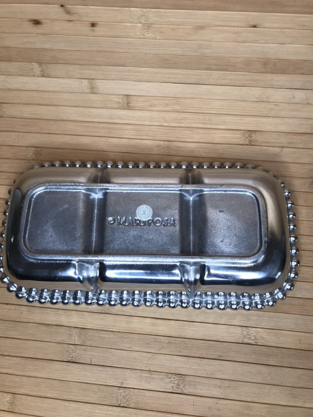 Mariposa “String Of Pearls” 3 Section Server tray platter 12 x 6 over 2 lbs - Picture 3 of 4